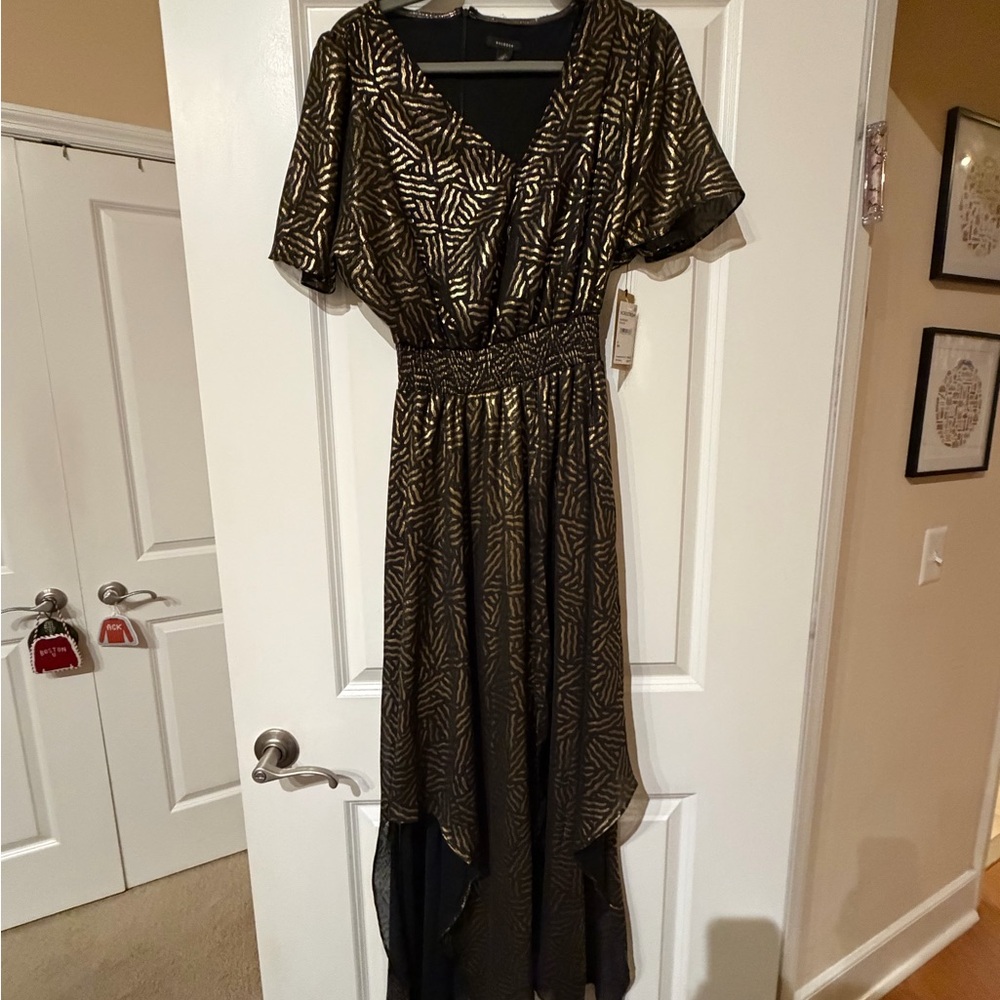 Halogen Black and Gold High Low Dress